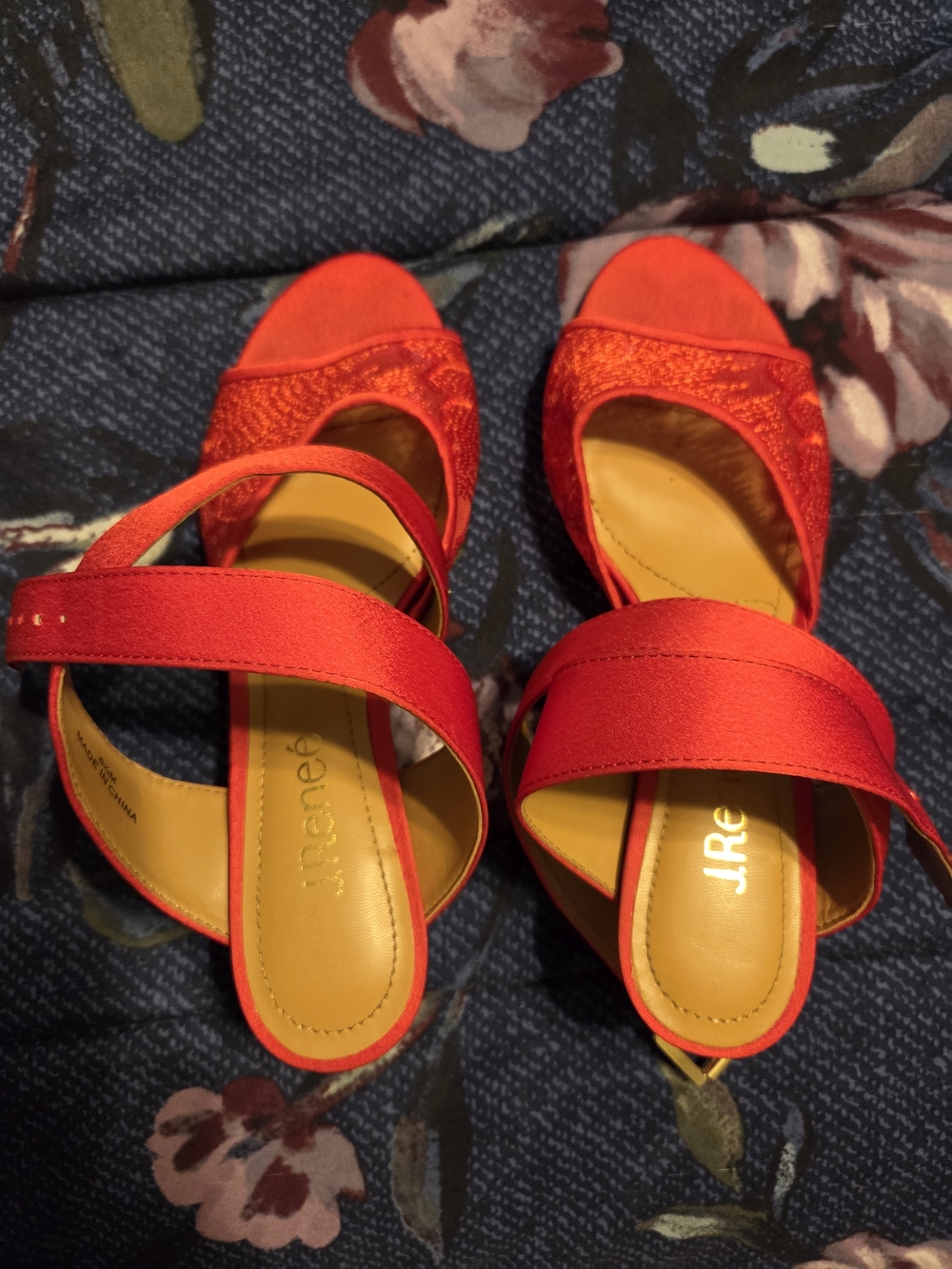 J.Renee Women's Red Open-Toe Strap Sandals